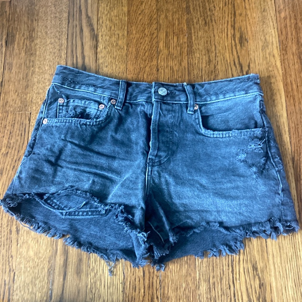 Free People Black Denim Shorts